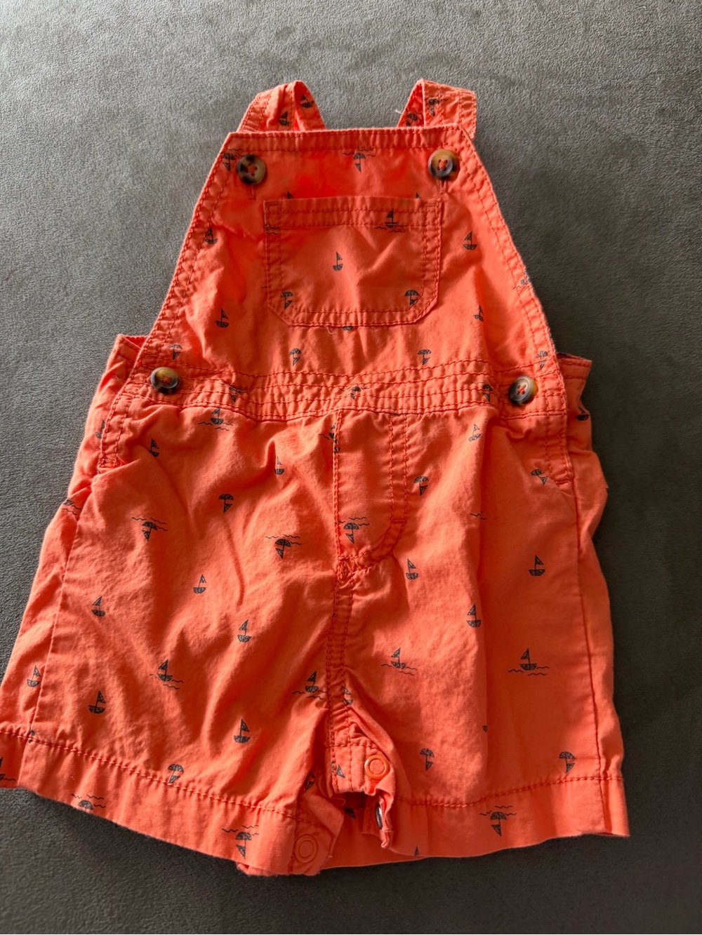 Just One You Carters Orange Sailboat Baby/Toddler Overalls Shorts